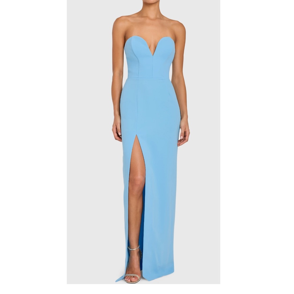 Amanda Uprichard Blue Strapless Maxi Dress